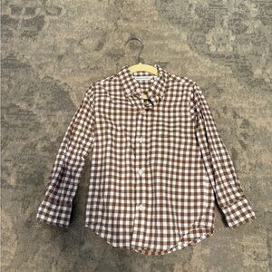 Janie and Jack Brown & White Gingham Button-Down Shirt